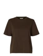 Selected Slfessential Ss Boxy Tee Noos Brun