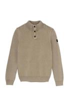 Indian Blue Jeans Knitted Col Buttons Washed Beige