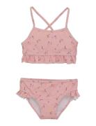 Color Kids Bikini W. Frills, Aop Rosa