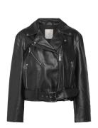 Calvin Klein Jeans Faux Leather Moto Jacket W/Belt Svart