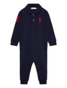 Ralph Lauren Baby Big Pony Cotton Mesh Polo Coverall Marinblå