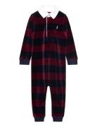 Ralph Lauren Baby Striped Velour Rugby Coverall Marinblå