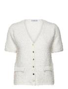 Mango Short-Sleeved Bouclã© Cardigan Vit