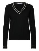 Mango Contrasting V-Neck Sweater Svart