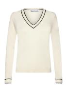 Mango Contrasting V-Neck Sweater Kräm