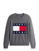 Tommy Jeans Tjm Reg Melange Flag Sweater Grå