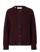 Selected Slflulu Ls Knit Short Cardigan Noos Burgundy