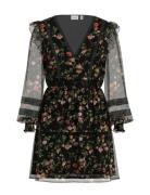 Vila Viroman New V-Neck L/S Short Dress/Dc/Ka Svart