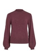 Vila Viril Turtle-Nk Balloon L/S Top - Noos Burgundy