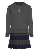 Ralph Lauren Kids Big Pony Fleece Sweatshirt Dress Grå
