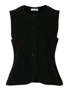 Selected Slfdarla Knit Button Vest Svart