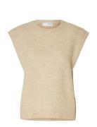 Selected Slflulu Sl Knit Vest Beige