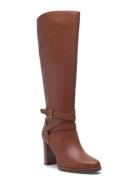 Lauren Ralph Lauren Collins Calfskin Tall Boot Heel Brun
