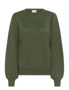 Kaffe Kal Pointelle Pullover Khaki Green