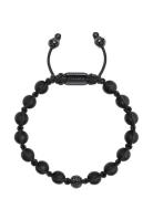 Nialaya Men's Silver Beaded Bracelet With Matte Onyx & Cz Beads Svart