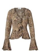 Malina Suzie Sheer Frill Blouse Multi/patterned