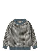 Wheat Jacquard Pullover Flores Blå