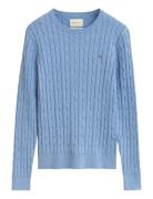 GANT Stretch Cotton Cable C-Neck Blå