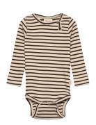 Petit Piao Body L/S Modal Striped Beige