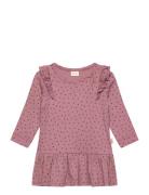 Petit Piao Dress L/S Frill Modal Heart Rosa