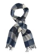 GANT Wool Multi Checked Scarf Blå