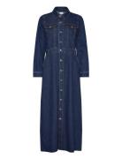 Vero Moda Vmmolly Ls Ank Denim Dress Blå