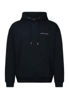 Lyle & Scott Script Brushback Pullover Hoodie Marinblå
