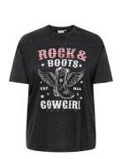 ONLY Carmakoma Cartico Life Ss Relaxed O-Neck Tee Jrs Svart