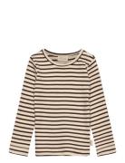 Petit Piao T-Shirt L/S Modal Striped Beige