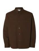 Selected Slhtravis Twill Overshirt Ls Noos Brun
