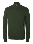 Selected Slhberg Half Zip Cardigan Noos Grön