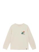 Daily 7 T-Shirt Longsleeve Chest Print Kräm