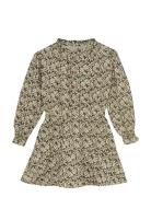 Daily 7 Dress Longsleeve Shiny Flower Grön