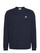 Calvin Klein Jeans Ls Waffle Badge Crewnk Tee Marinblå