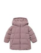 Mango Long Padded Anorak With Hood Rosa