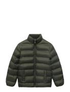 Mango Quilted Jacket Khaki Green