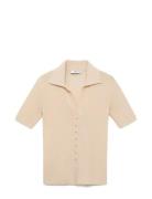 Mango Ribbed Polo-Neck Sweater Beige