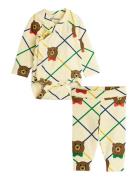 Mini Rodini Bear Check Aop Nb Baby Set Kräm