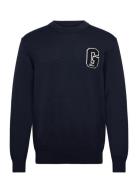 GANT Small Graphic Badge C-Neck Marinblå