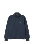Mads Nørgaard Standard Half Zip Logo Sweat Marinblå