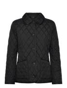 Lauren Ralph Lauren Faux-Leather-Trim Diamond-Quilted Jacket Svart