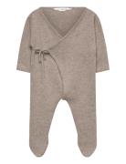 Mango Jumpsuit With Cross-Over Stitch Beige
