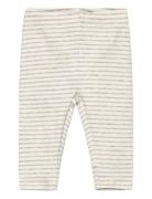 Mango Stripped Cotton Leggings Kräm