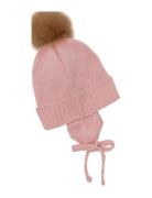 Huttelihut Bonnet Wool Knit Alpaca Pompom Rosa