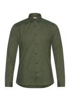 Lindbergh Oxford Superflex Shirt L/S Khaki Green