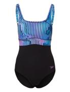 Speedo Womens Shaping Contour Eclipse Printed 1 Pc Svart