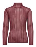 Malina Zelie Sheer Knitted Turtleneck Top Rosa