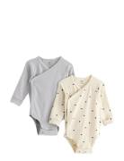 Lindex 2-Pak Ribbede Slå-Om-Bodystockinger Multi/patterned