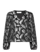 Selected Slfpaula Silver Leaf Ls Top B Svart