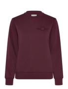 GANT Reg Tonal Shield C-Neck Sweat Burgundy